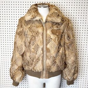 GORGEOUS Vintage | 1980's Lawrence Fur International Rabbit Fur Bomber Jacket